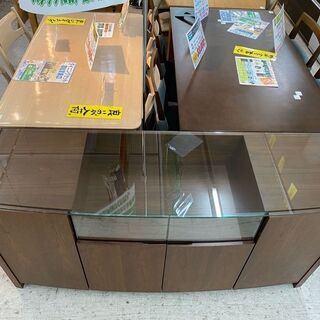 【愛品館 江戸川店】ガラストップ リビングボード　サイドボード　ID:157-007781-007　配送可　代引き配送可の画像