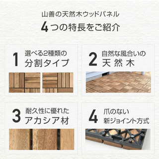 【新品】ウッドデッキ パネル 天然木 20枚 ウッドタイル ジョイントタイル フロアデッキ 木製タイル おしゃれ 山善 やまぜんの画像
