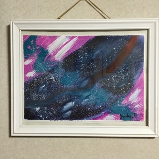 水彩画　抽象画　額のサイズ43×34センチ