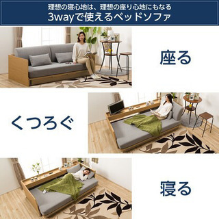 ニトリ ソファベッド(B1-USB GY/LBR)の画像