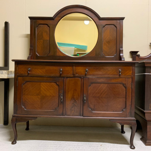 アンティーク★ミラーサイドボード★  検索）鏡 レトロ 猫脚 イギリス 王室