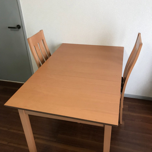 ナフコ ダイニングテーブルセット 伸び縮み式テーブル\u0026椅子2脚セット