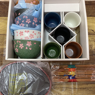 【新品】箱入り 桜柄 お茶漬け5客 茶碗set