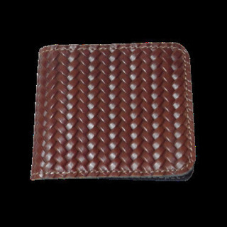 本革編み型押し二つ折り財布の画像