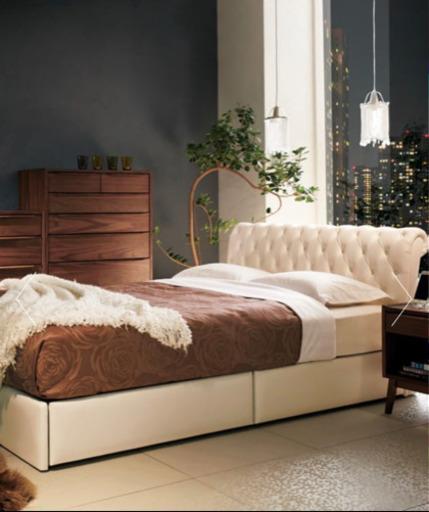 高級マットレスブランド『シーリー』ダブルクラス収納付き　ダブルベッドフレーム　セット