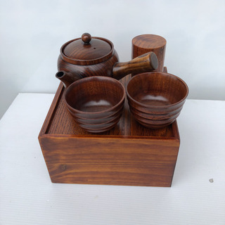 木製　急須&茶筒&湯呑み　収納木製ケース　ビンテージ