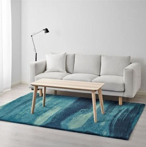 美品☆IKEA (イケア) SÖNDERÖD ソンデロード カーペット ラグ ブルー 青