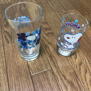SNOOPYのグラス二つ、たち吉製森永コップ