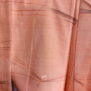 【リユース】オレンジの紬　正絹　美品の画像