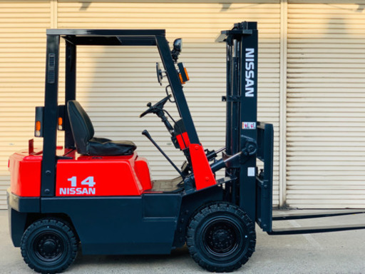 日産 フォークリフト 14 NJ01 3メートルマスト マニュアル ガソリン 1765時間 新品タイヤホイール