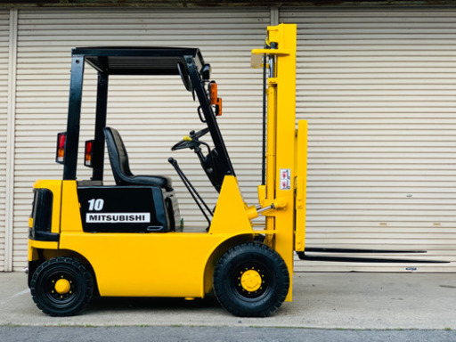 三菱 フォークリフト 10 KF010 KF2A 3メートル マスト マニュアル ガソリン 3222時間 爪付き 屋根付き