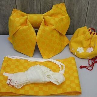 ss2546　ゆかた用　結び帯　黄色　つくり帯　子供　女性　リボ...