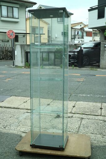 ①ガラス製 ショーケース 三段 スリム 高さ163.5㎝ コレクションケース 店舗 什器 展示 ディスプレイ 収納棚