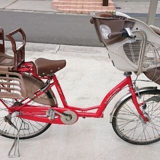 値下げ！前後子乗せ自転車 幼児2人乗せ 赤 26インチ 取説付き...
