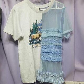 【新品未使用】異素材組み合わせ Tシャツ