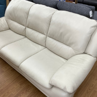 IDC家具　三人掛け本革ソファー　ベージュ IDC家具 三人掛け本革ソファー ベージュ