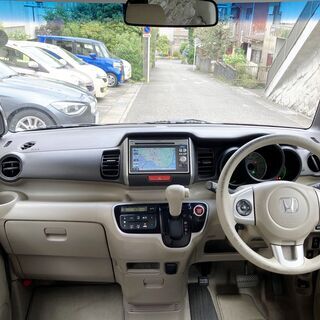 平成24年式 ホンダ N BOX G Lパッケージ JF1 16.9万km 修復歴なし ステアリングリモコン付純正ナビ/ETC/左パワースライドドア付の画像