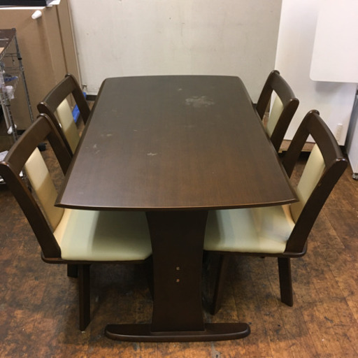 S102  ダイニング5点セット  椅子回転式人気のダークブラウン