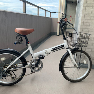 折り畳み自転車　白　6段ギア