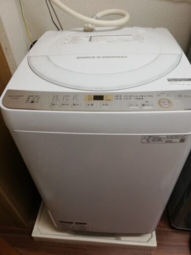 2019年製洗濯機　SHARP ES-GE6C-W