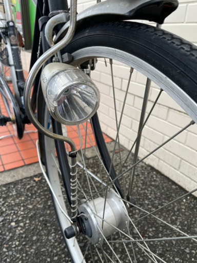 GM551【近隣配達可能】自転車　3段変速ギヤ　オートライト　黒　ママチャリ　ギヤ付き　普通自転車　軽快車　サイクリング　通勤　通学　