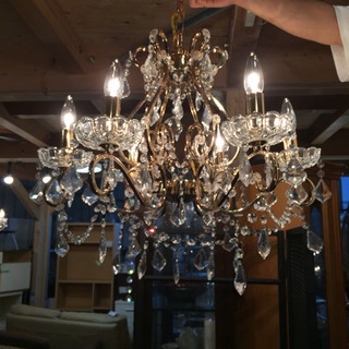 ▽△本物クリスタル！アンティーク調シャンデリア△▽ゴールド
