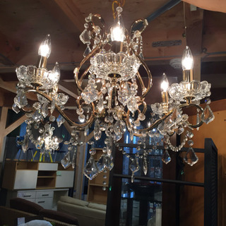▽△本物クリスタル！アンティーク調シャンデリア△▽ゴールド