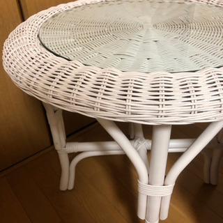 ラタン チェア　テーブル　セットの画像
