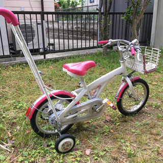 子供用自転車 14インチ　手押し棒・補助輪付き