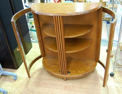 綾野製作所 半円 コレクションボード 幅75×奥36.5×高86cm コンソール キャビネット AYANO CRAFT リビングボード 飾り棚 札幌市 清田区 平岡