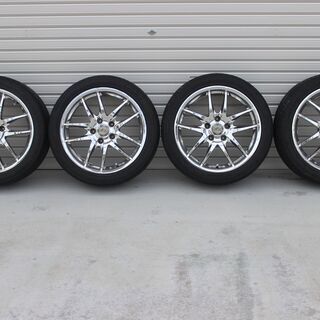 Y30セドリックや旧車などに正規国産品(株)東京車輪社製・トランス・アルミホイールメッキ17インチ・5H/114.3/７J/ハブ55/タイヤ215.45.17.の画像