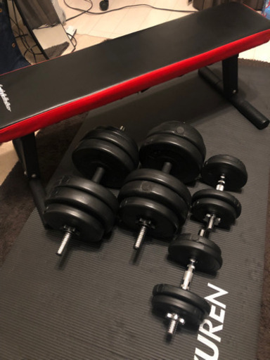 ダンベル 30kgセット & フラットベンチ 送料1,000円