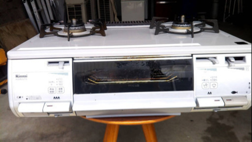 ガスコンロ　リンナイ ガステーブル 水無し両面焼 13A用 左強火 グレー KGM63VTGL 