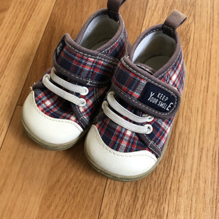 靴　13.0cm チェック柄の画像