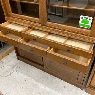 【愛品館 江戸川店】斉藤家具工業 2枚スライド扉食器棚 ID:151-007068-007の画像