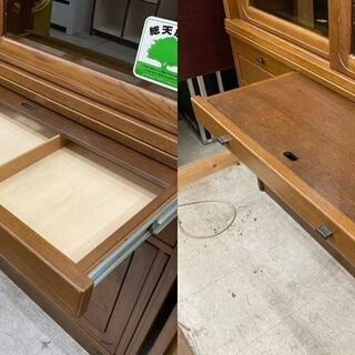【愛品館 江戸川店】斉藤家具工業 2枚スライド扉食器棚 ID:151-007068-007の画像