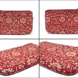 AA542 印傳屋 いんでんや コインケース 小銭入れ 赤 鹿革の画像