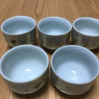 199、湯飲み茶わん 鶴のデザイン、5個セットの画像