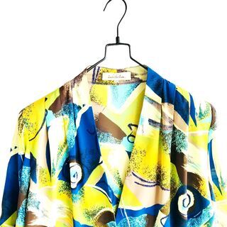 【古着】ヴィンテージ レトロ アート 総柄 ジャケット 派手柄 ...