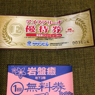 サザンヒル優待券　岩盤浴/スケート
