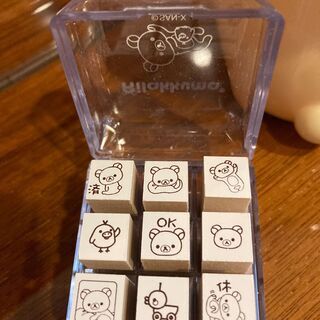 【未使用】リラックマスタンプとコリラックマ貯金箱