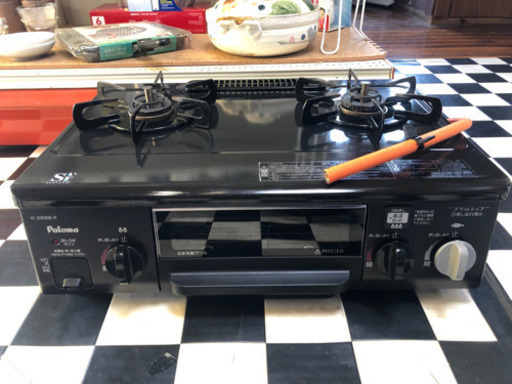 【リサイクルサービス八光　田上店　安心の1か月保証　配達・設置OK】パロマ IC-330SB-1R LPガス 右強火バーナー コンロ口数２個 ホロートップ ブラック