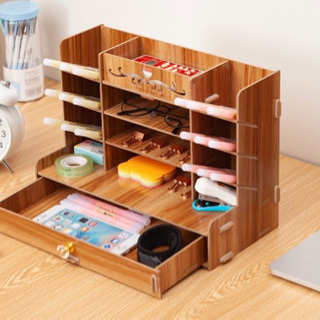 C02N型　机上水彩ペンなどの収納 木製 ペン立て 卓上化粧小物収納棚の画像