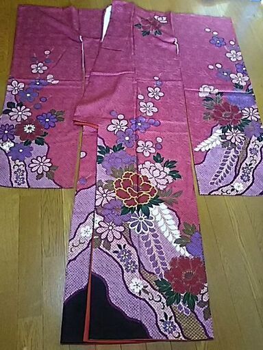 総絞りのお振袖　袋帯2点　純白のファーセット　正絹　レトロモダン