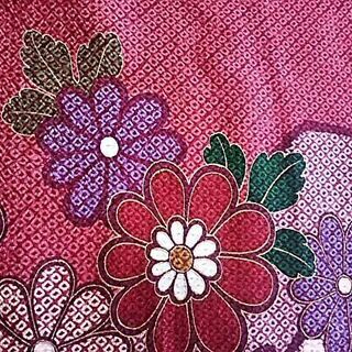 総絞りのお振袖　袋帯2点　純白のファーセット　正絹　レトロモダンの画像