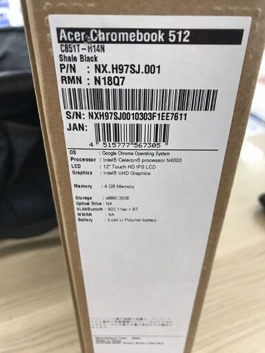 【引取限定】美品Acer  C851T-H14N　chromebook　中古【うるま市田場】
