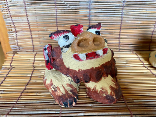 漆喰シーサー ハンドメイド アイボリー×茶色 セット割