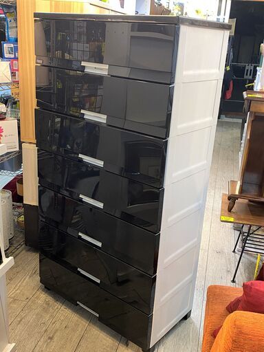 近隣送料無料★Fits 7段チェスト 引出しロック付き ブラック フィッツ★買取帝国 志木店