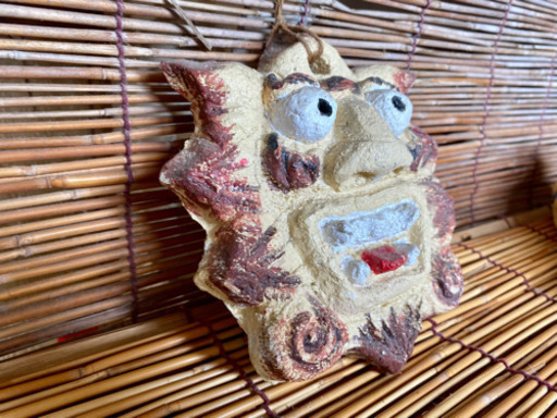 漆喰シーサー 壁掛け アイボリー×茶色 セット割