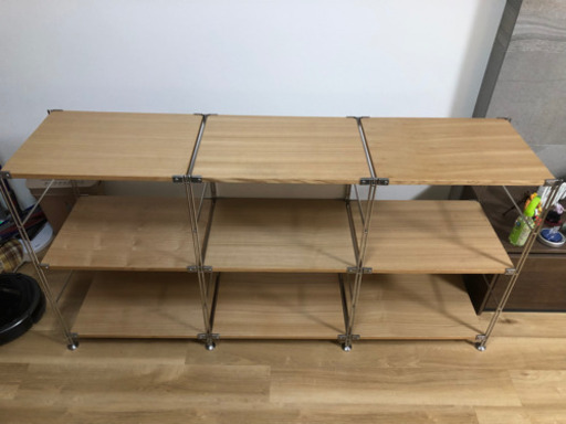無印／ステンレスユニットシェルフ　タモ材　【美品】